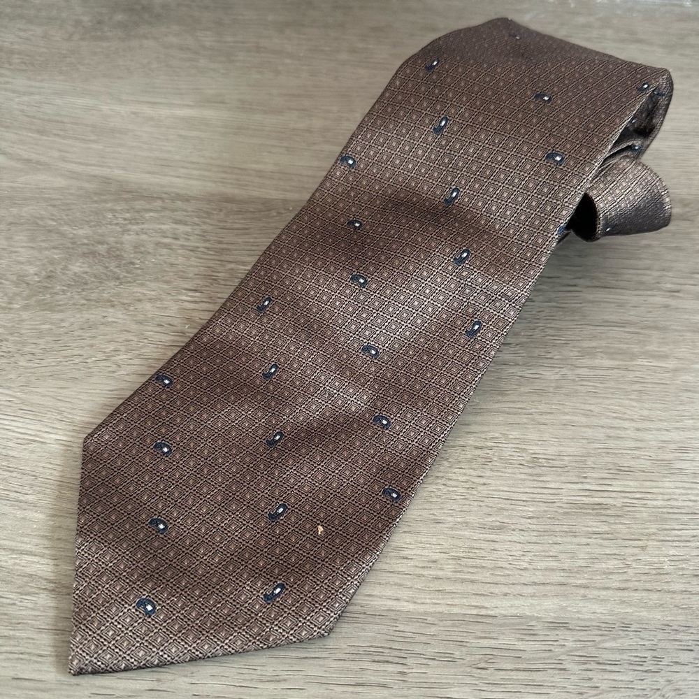 Oscar De La Renta NEW Tie Bronze Brown Paisley Men’s Necktie Silk Designer